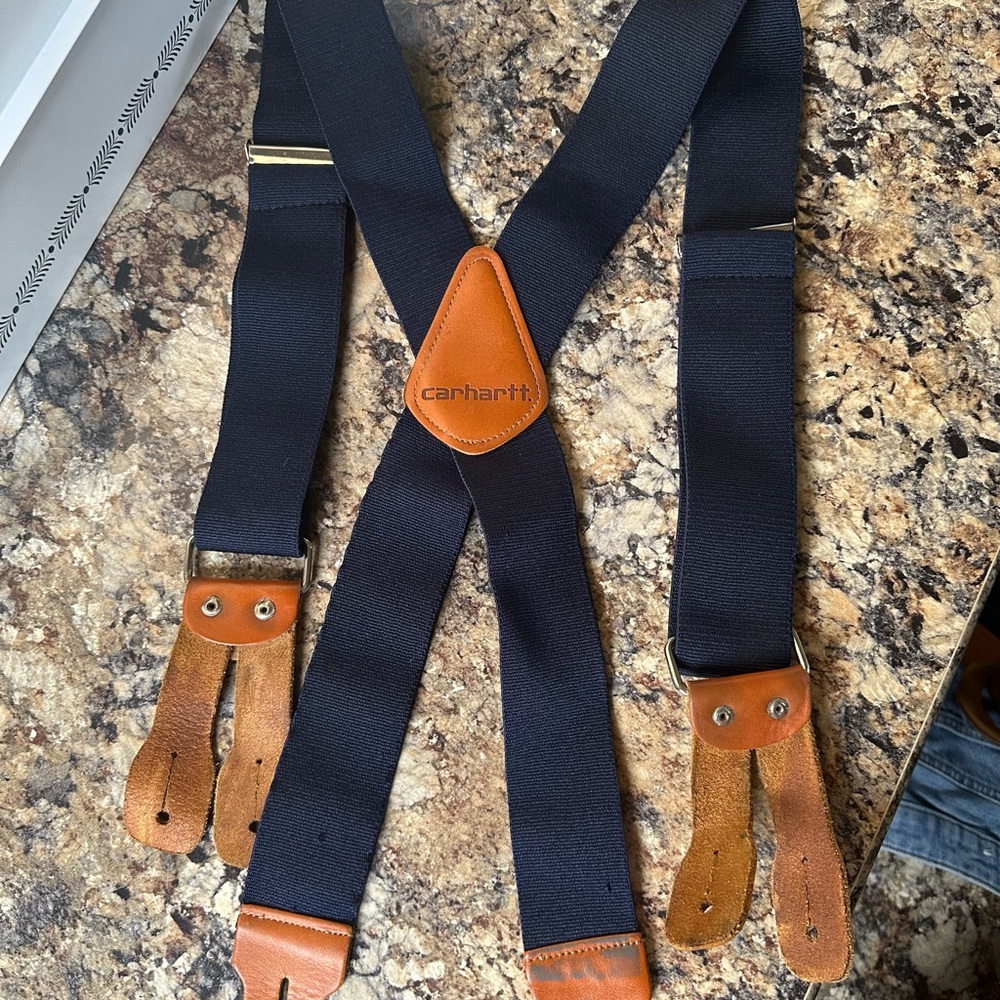 Carhartt Dark Blue and Brown Suspenders
